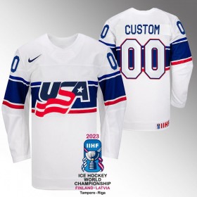 Mænd USA Trøje Tilpasset IIHF World Championship 2023 Hvid